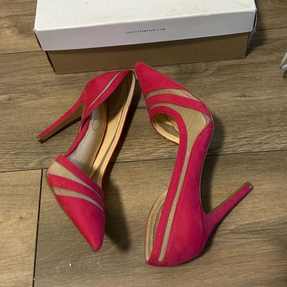 Jessica Simpson Hot Pink Suede Pointed Stiletto Penelope Heels